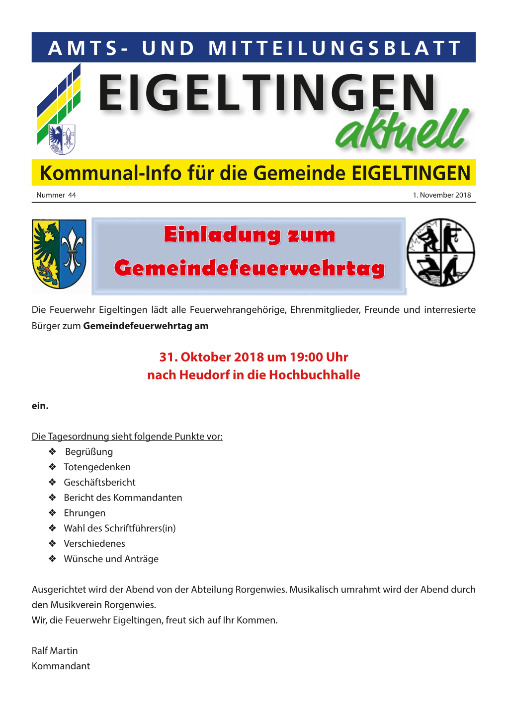 Eigeltingen Aktuell 44/2018.Pdf 06.11.2018