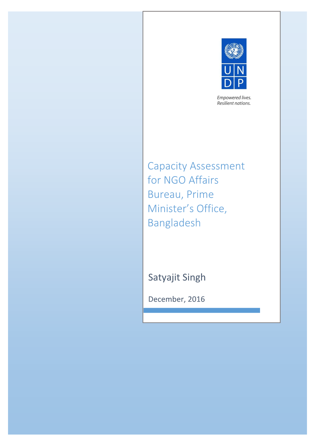 Capacity Assessment for NGO Affairs Bureau, Prime Minister's Office