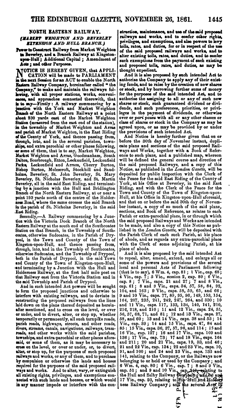 The Edinburgh Gazette, November 26. 1861. 1445