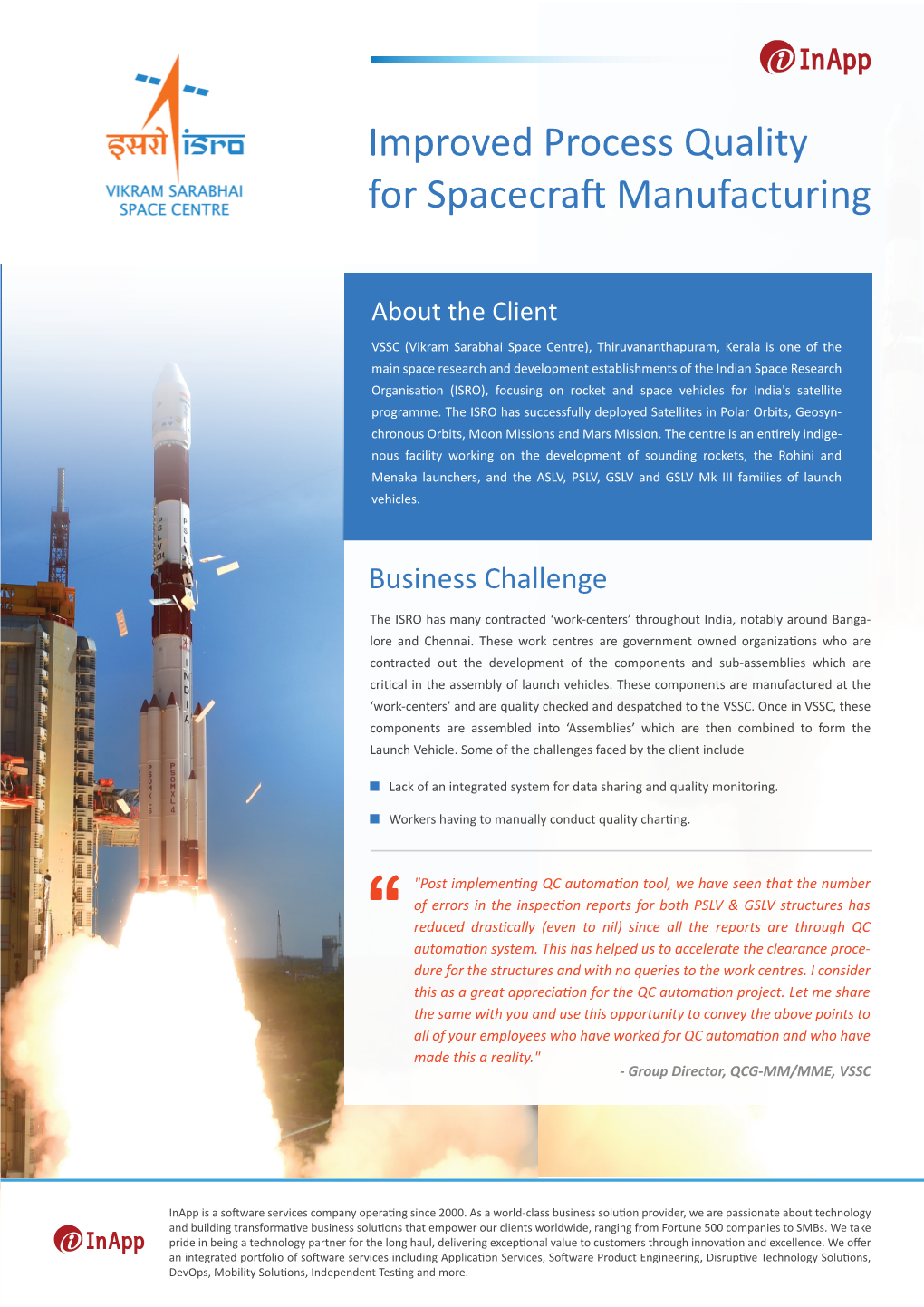 Improved Process Quality for Spacecraft Manufacturing