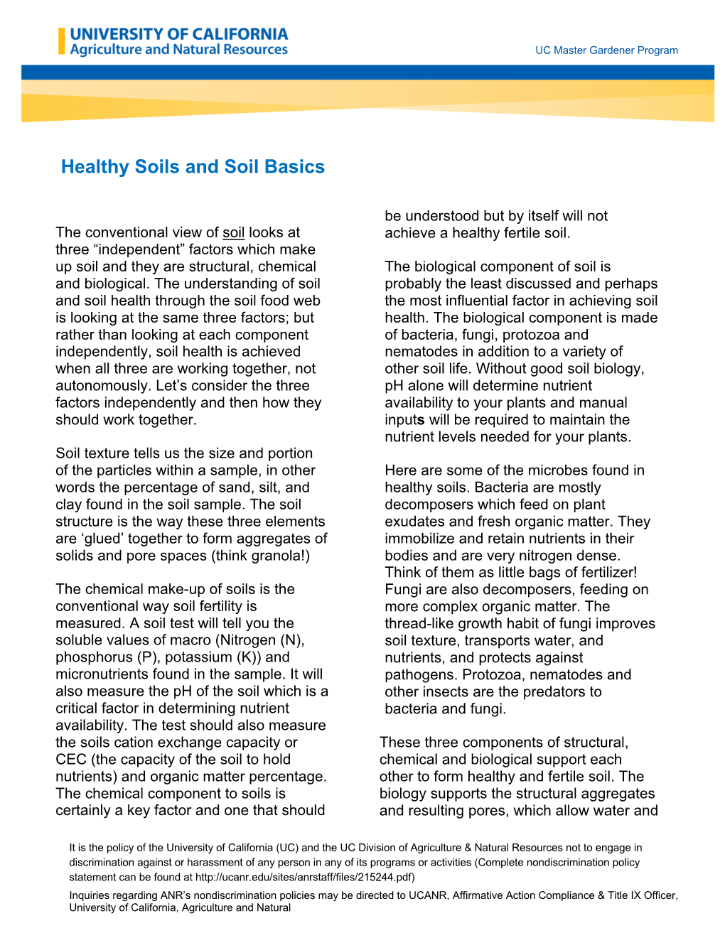 Healthy Soils and Soil Basics