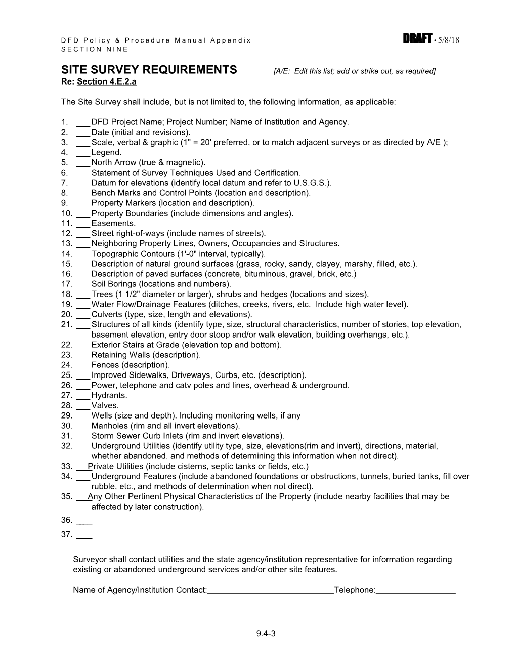 Site Survey Requirements