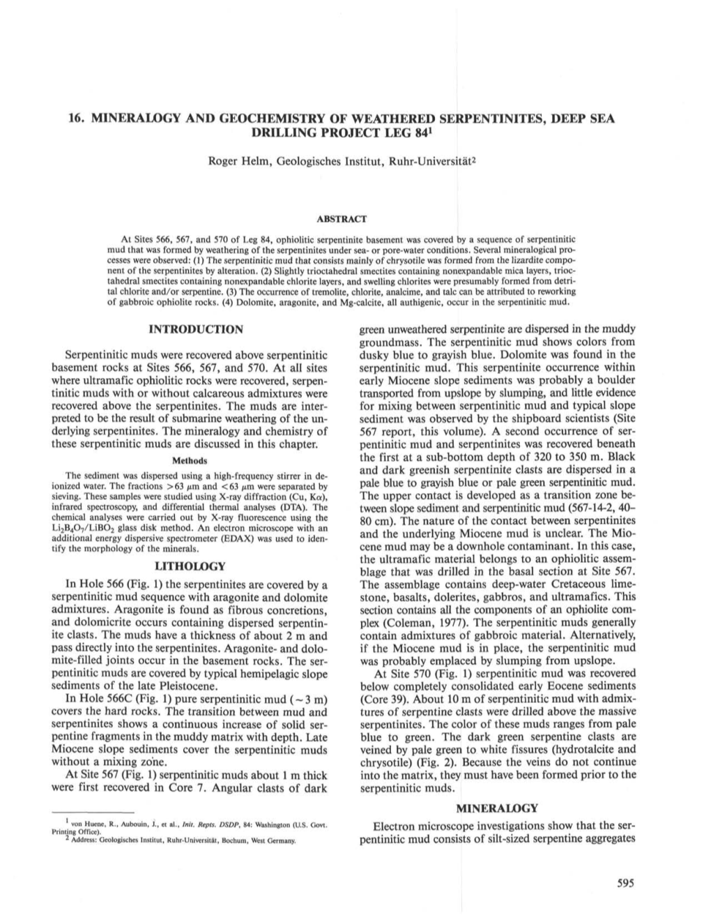 16. Mineralogy and Geochemistry of Weathered Serpentinites, Deep Sea Drilling Project Leg 841