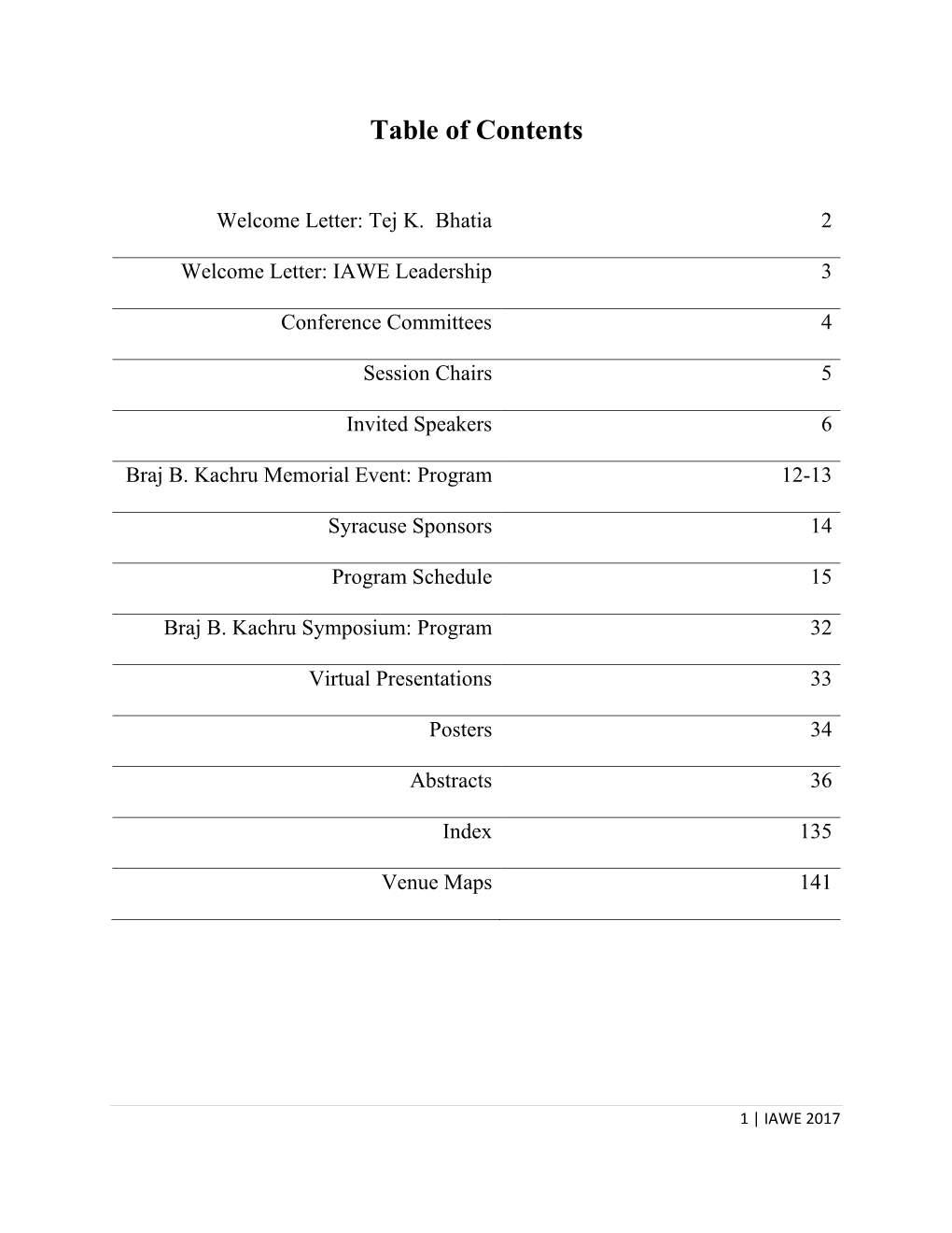 Table of Contents