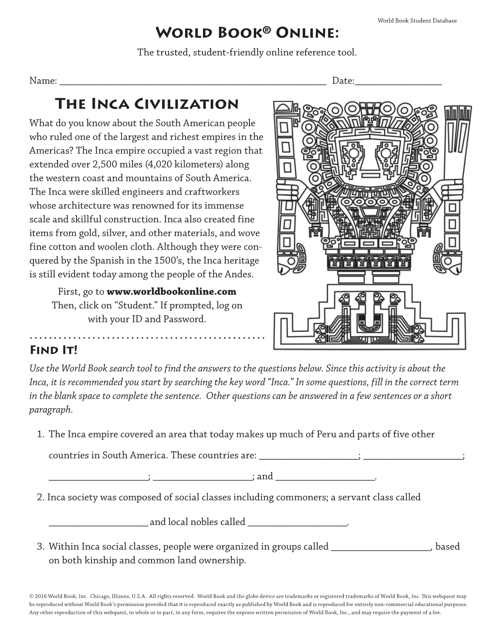 World Book® Online: the Inca Civilization