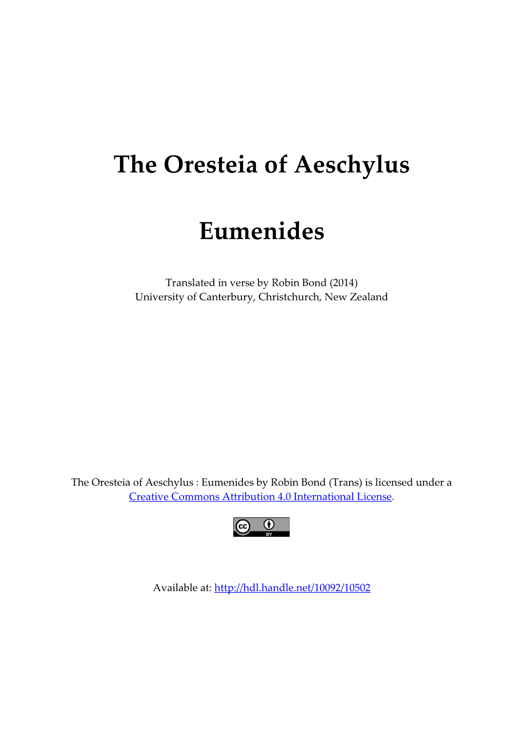 The Oresteia of Aeschylus