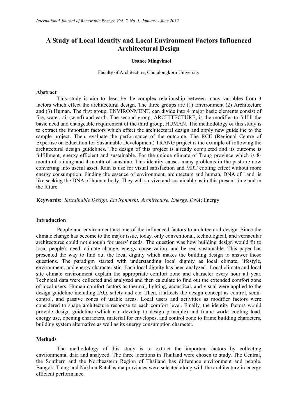 A Study of Local Identity and Local Environment Factors Influenced Architectural Design