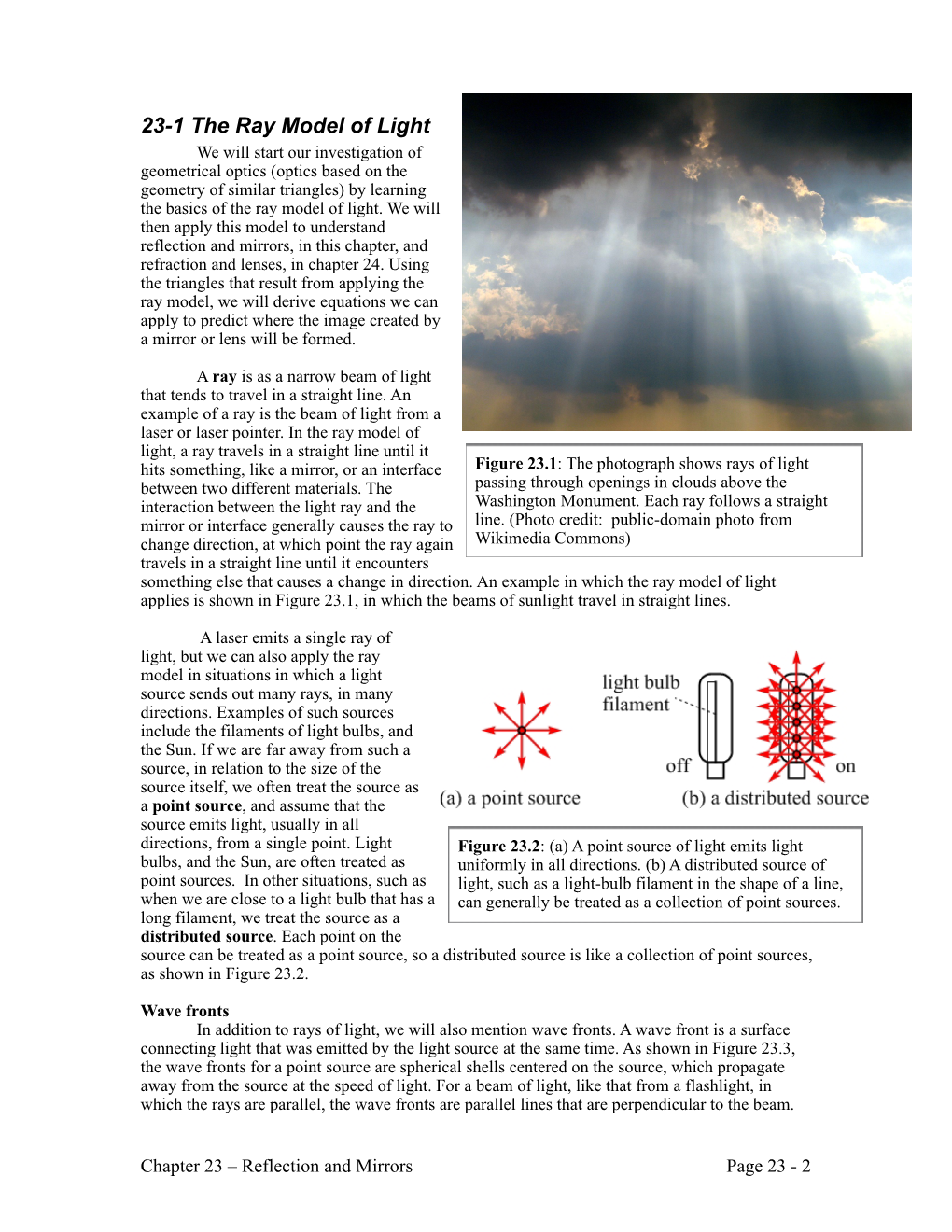 23-1 the Ray Model of Light