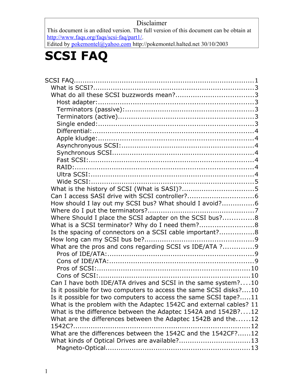 Comp.Periphs.Scsi FAQ Part 1 of 2