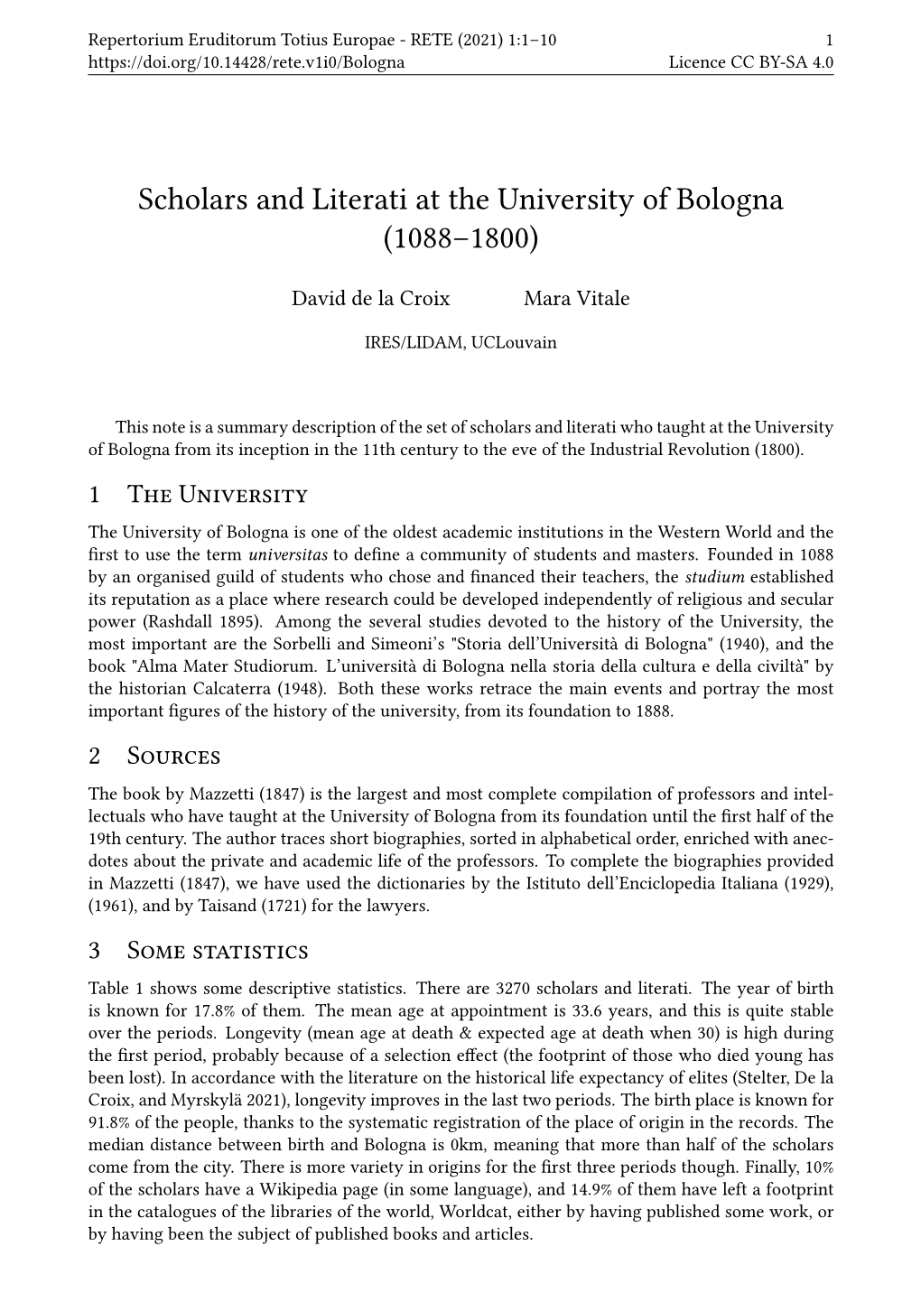 Scholars and Literati at the University of Bologna (1088–1800)