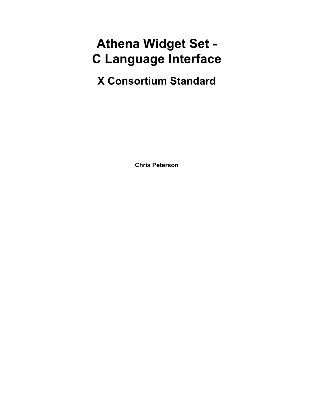 Athena Widget Set - C Language Interface X Consortium Standard