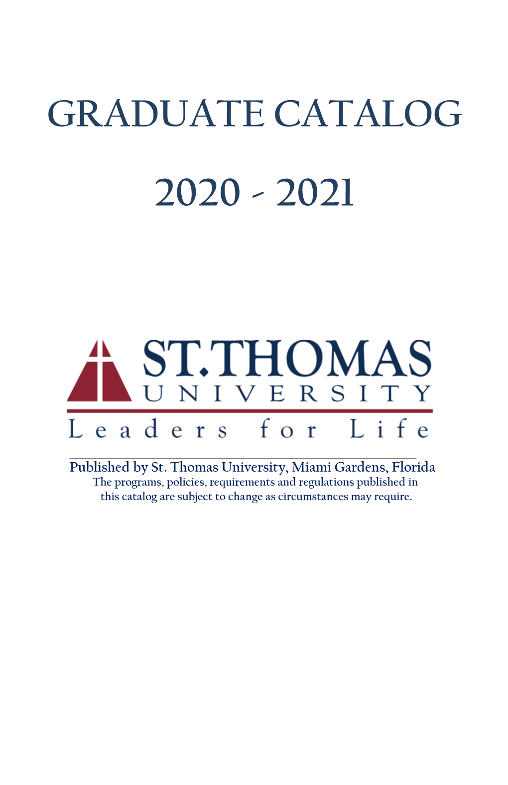 Graduate 2020-2021 Catalog