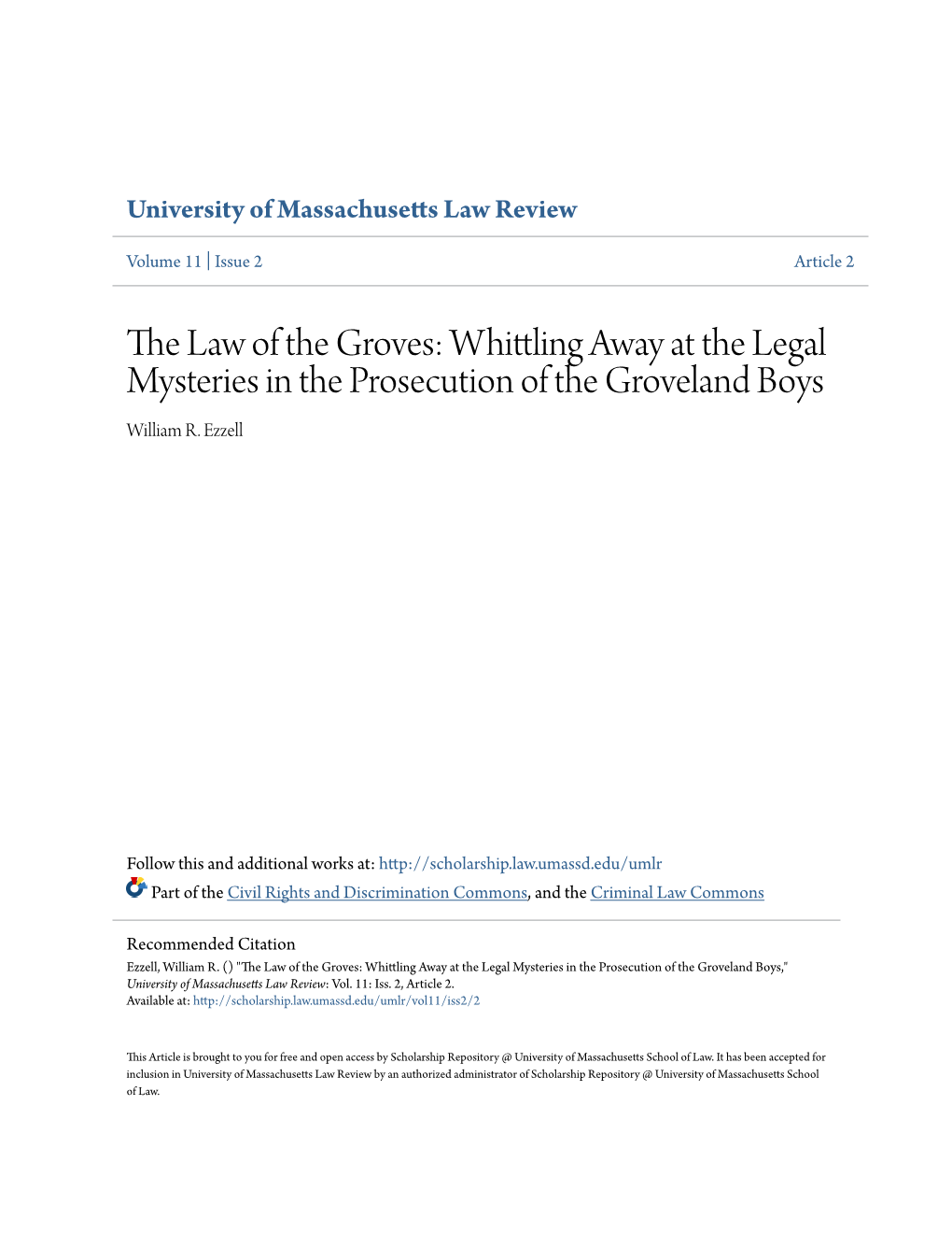 Whittling Away at the Legal Mysteries in the Prosecution of the Groveland Boys William R