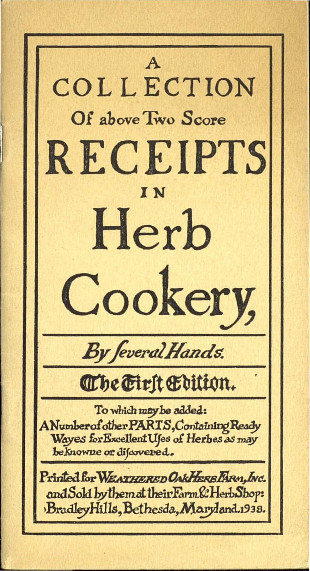 Receipts Zn Herb Cookery