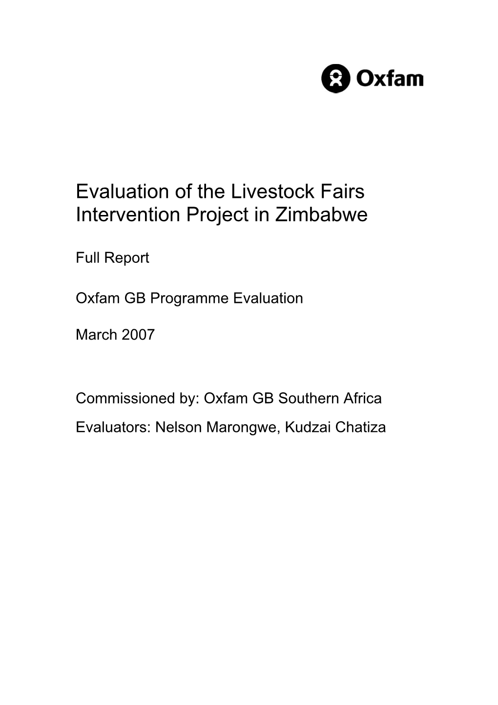 Evaluation of the Livestock Fairs Intervention Project in Zimbabwe