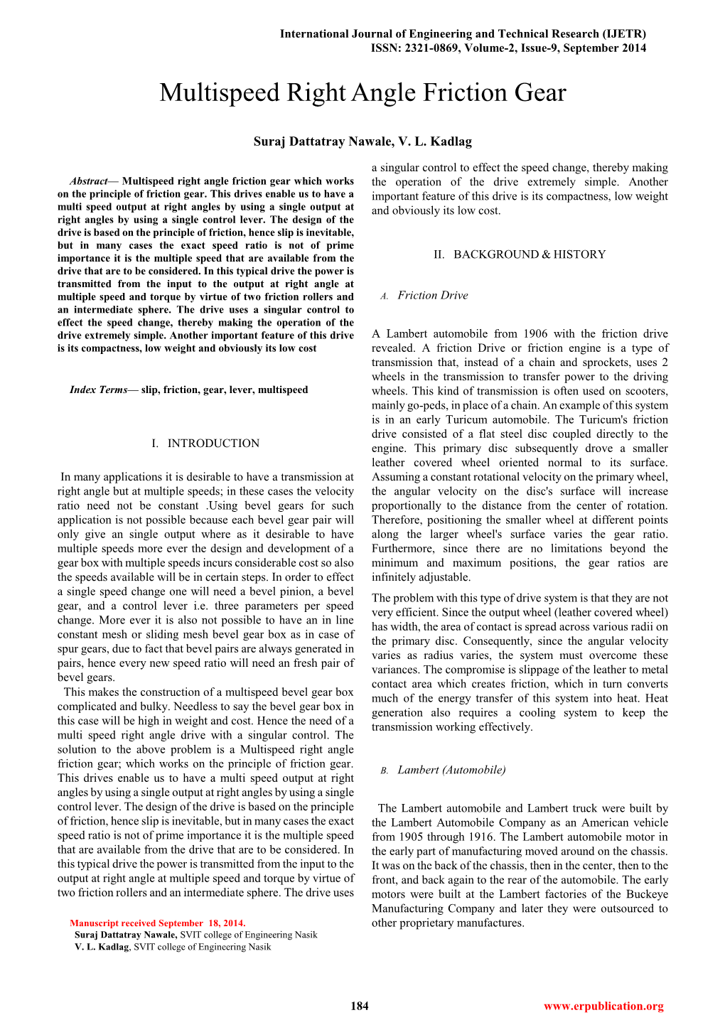 Multispeed Rightangle Friction Gear