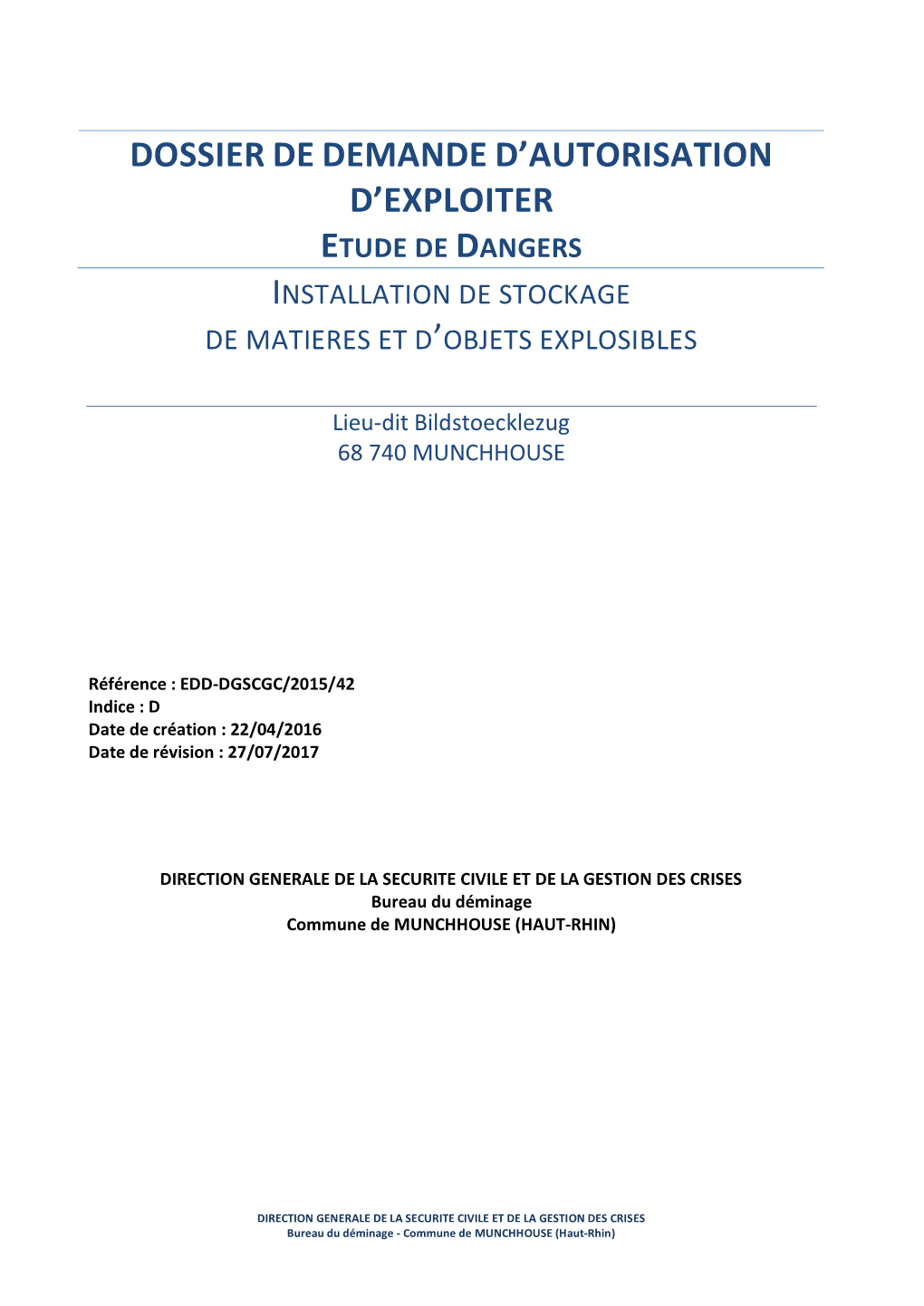 Dossier De Demande D'autorisation D'exploiter