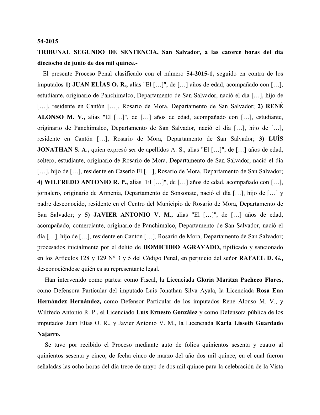 54-2015 Tribunal Segundo De