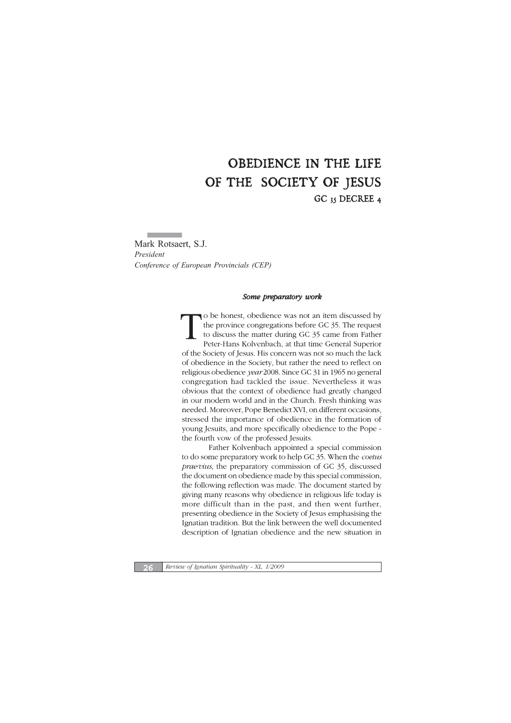 Obedience in the Life of the Society of Jesus Gc 35 Decree 4