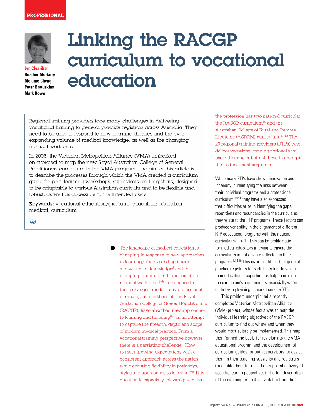 Linking the RACGP Curriculum to Vocational Education