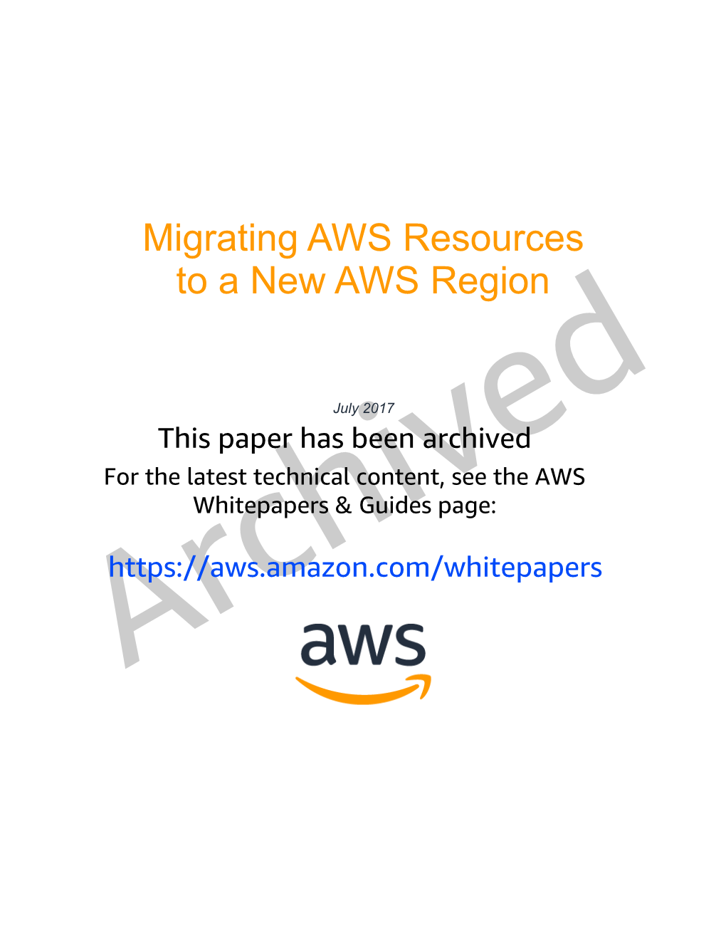 Migrating AWS Resources to a New Region
