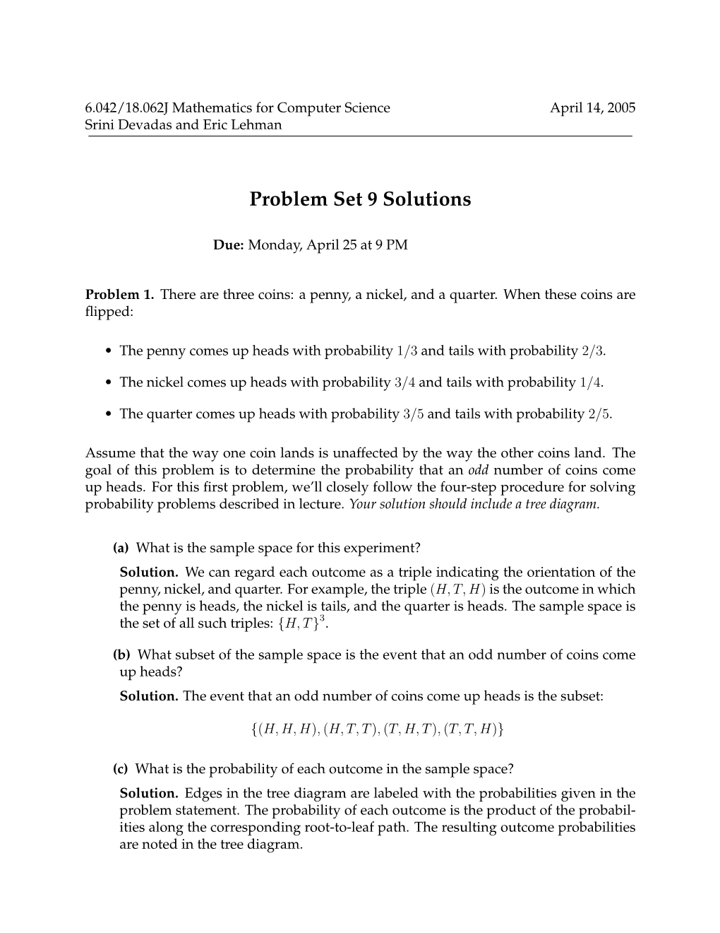 Problem Set 9 Solutions