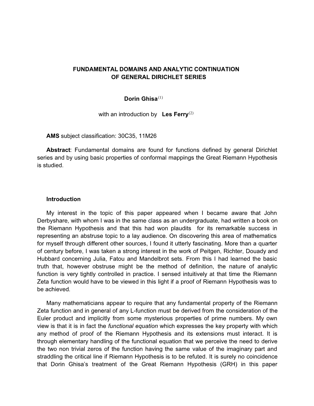 Fundamental Domains and Analytic Continuation of General Dirichlet Series