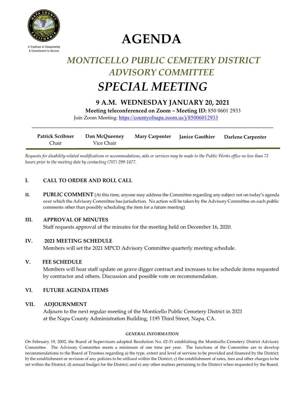 AGENDA 1-20-21 MPCD Meeting