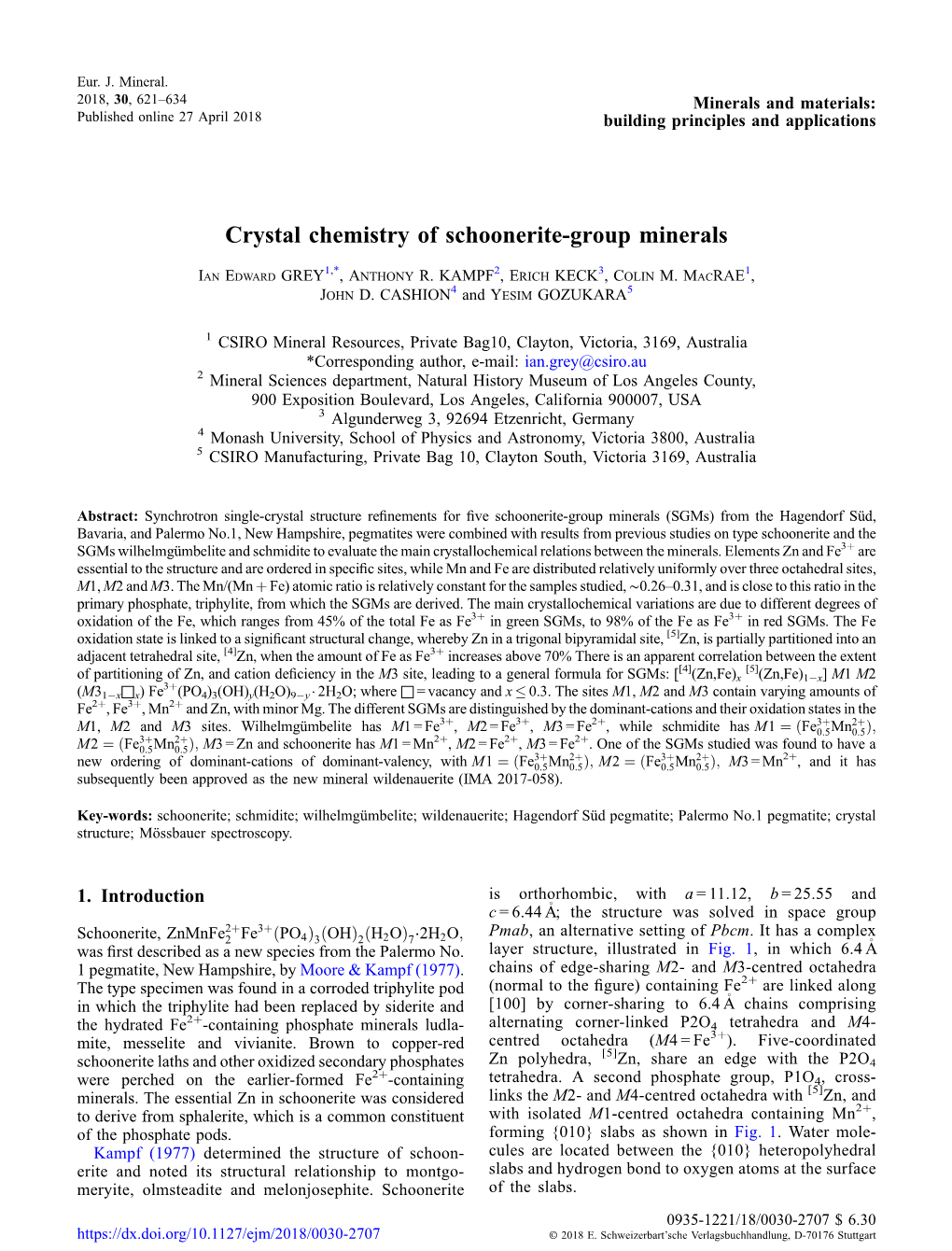 Crystal Chemistry of Schoonerite-Group Minerals