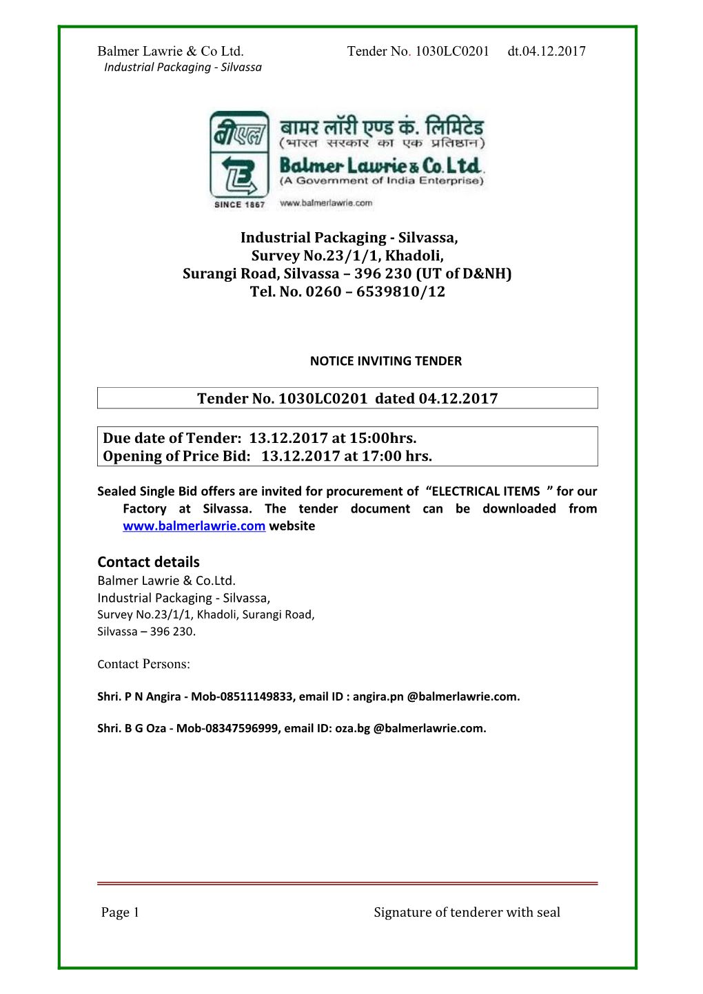 Notice Inviting Tender s1