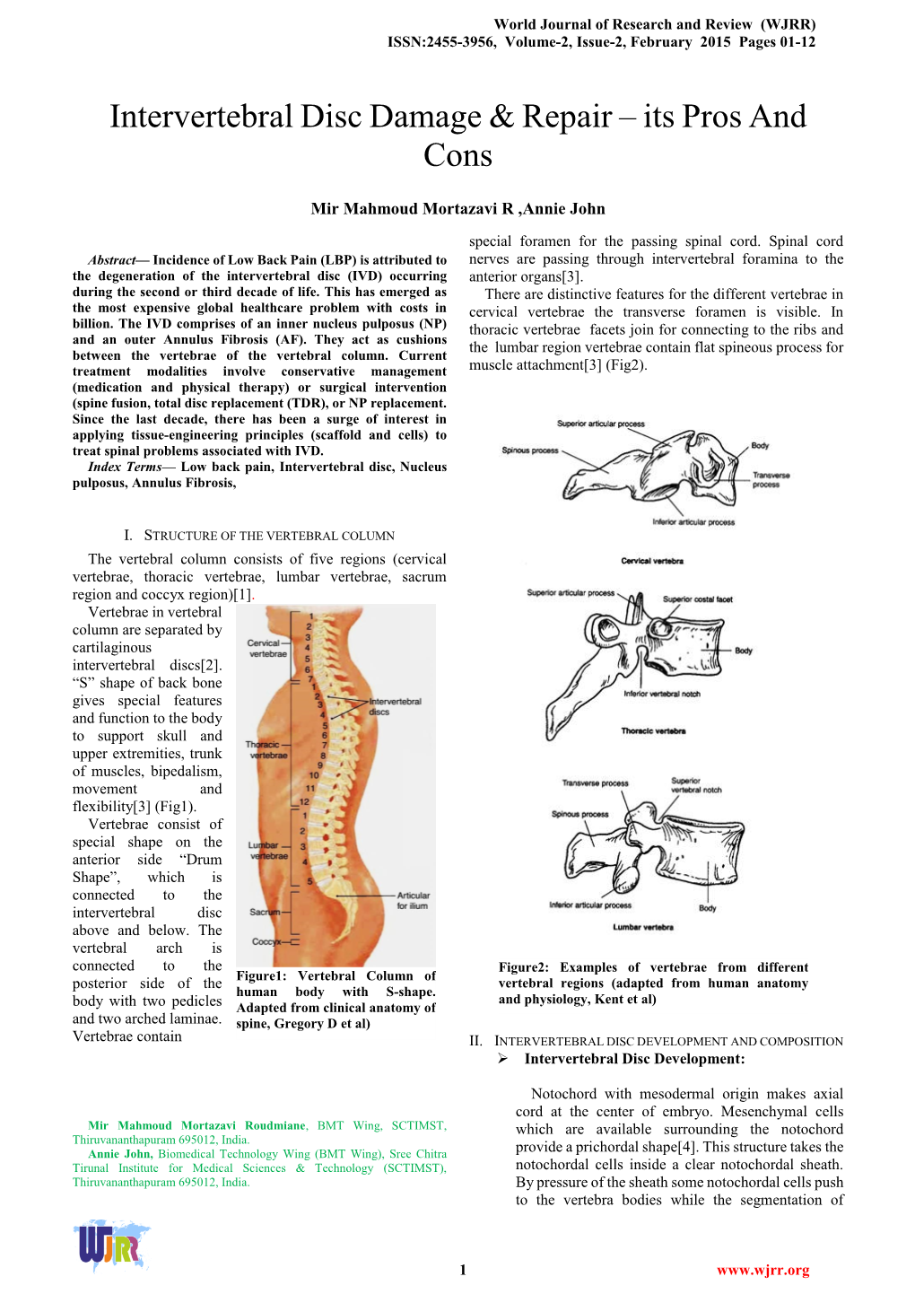 Intervertebral Disc Damage & Repair