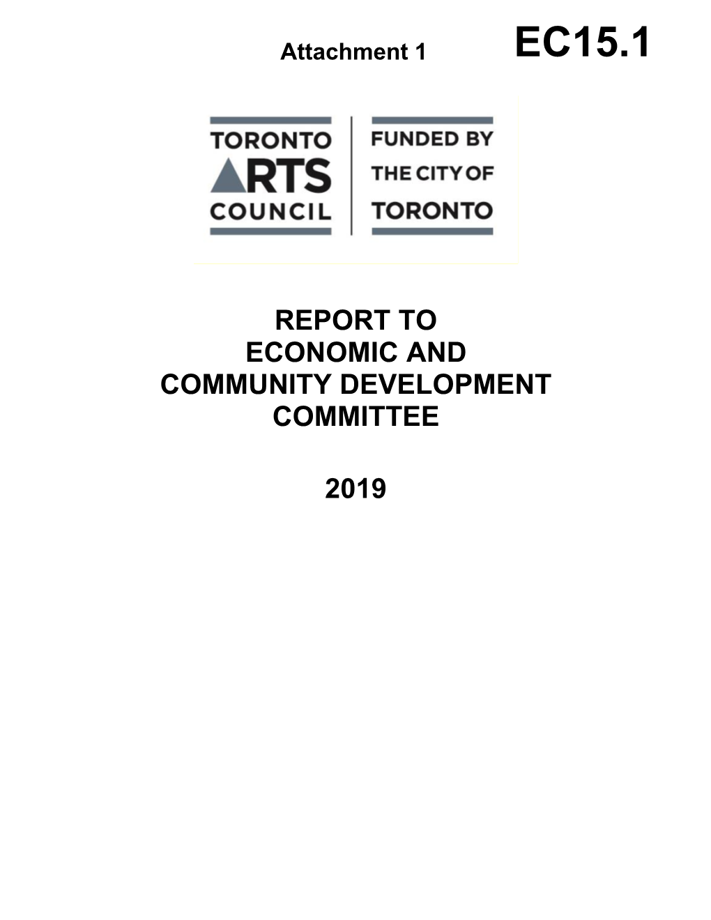 Toronto Arts Council Report 2019 Annual Allocations Report