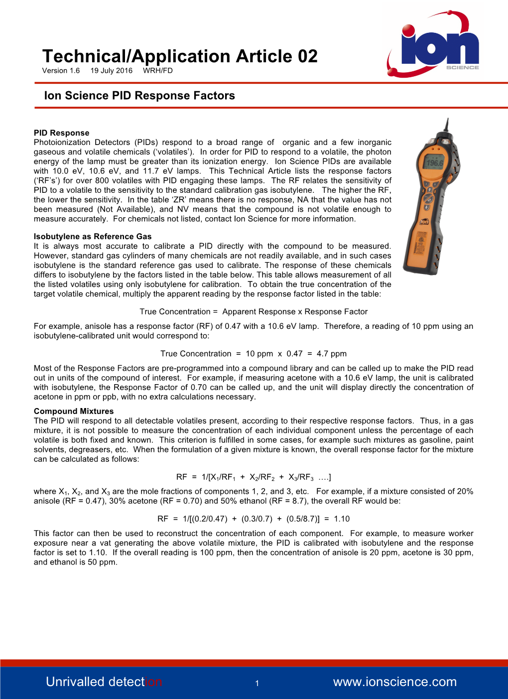 TA-02 Ion Science PID Response Factors USA V1.6.Pdf 1.43 MB