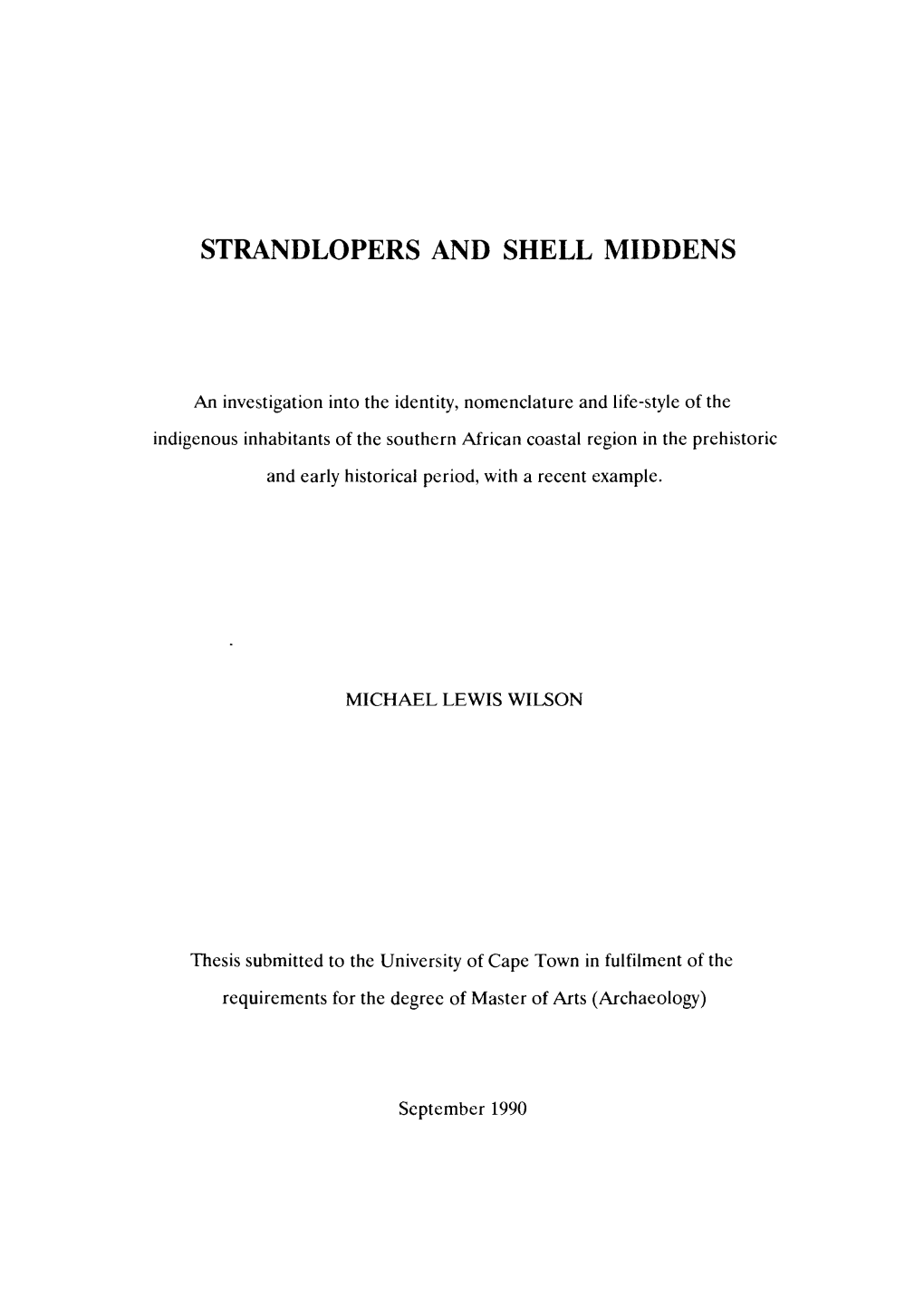 Strandlopers and Shell Middens