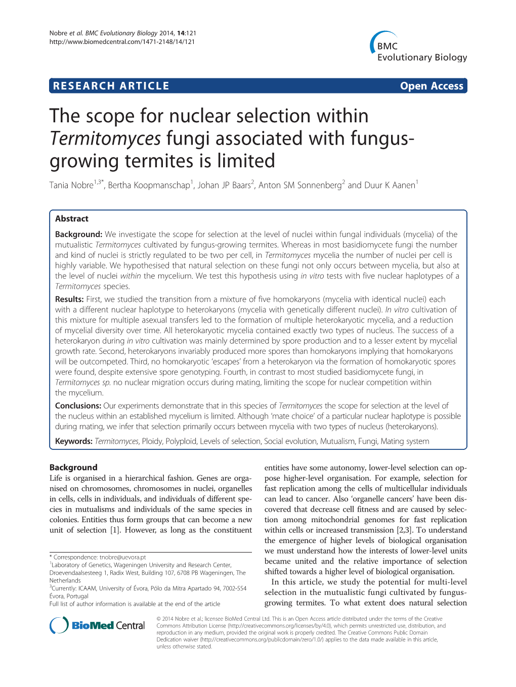 The Scope for Nuclear Selection Within Termitomyces Fungi Associated With