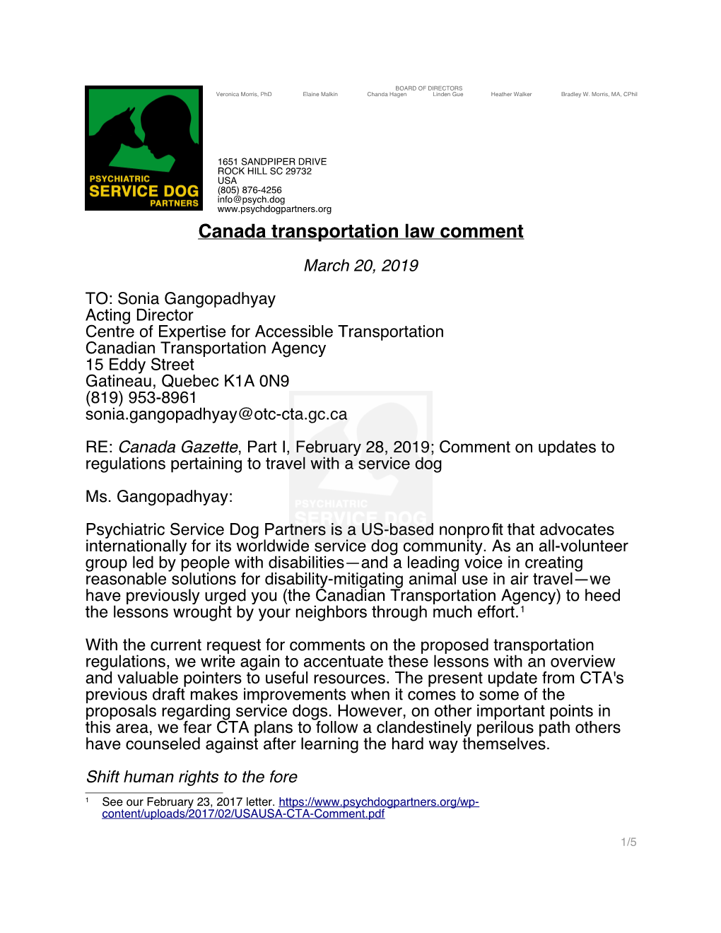 Canada Transportation Law Comment
