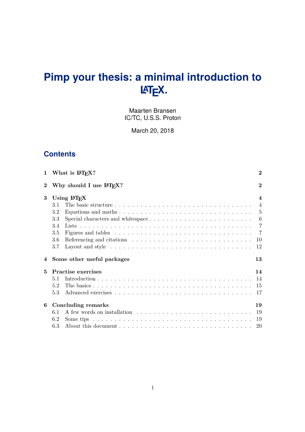 Pimp Your Thesis: a Minimal Introduction to LATEX
