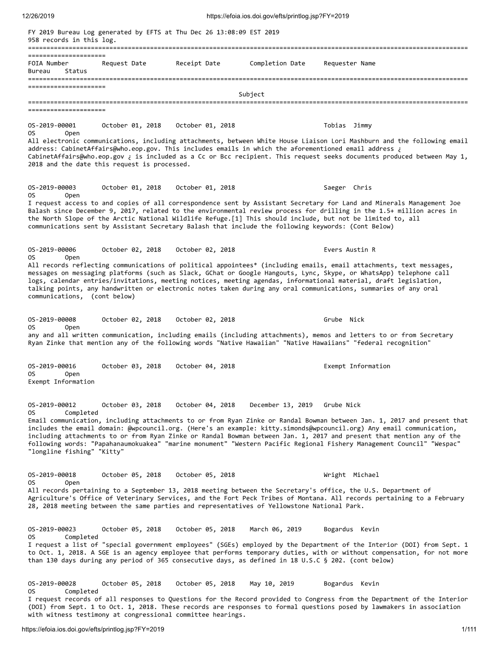 Os-Foia-Efts-Bureau-Log-Fy-2019.Pdf