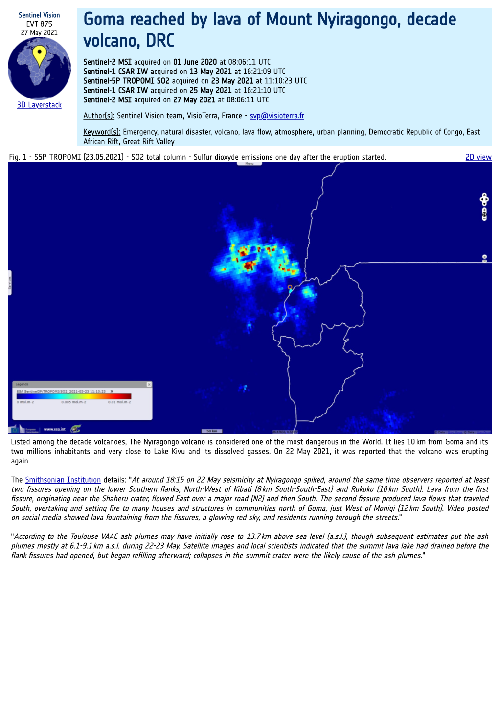 Goma Reached by Lava of Mount Nyiragongo, Decade Volcano