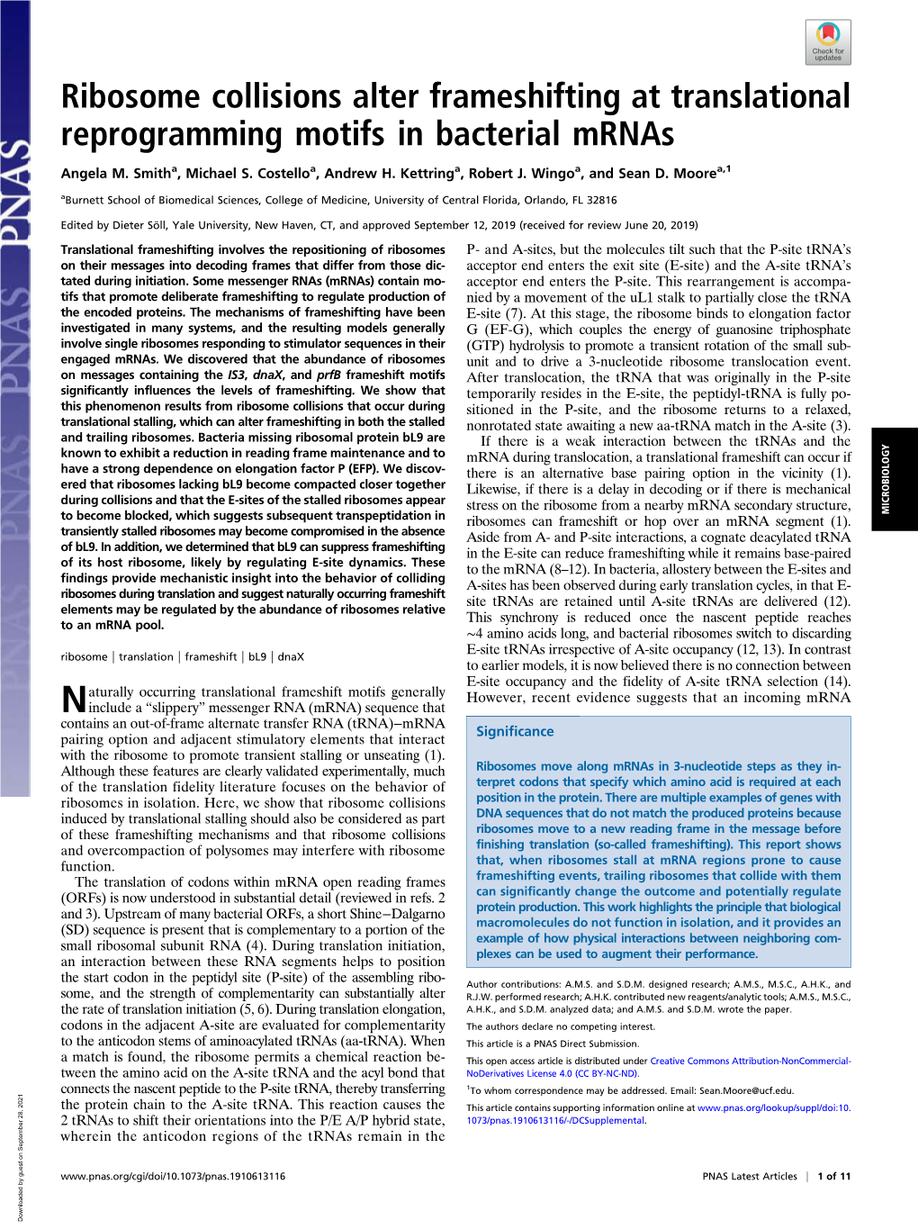 Ribosome Collisions Alter Frameshifting at Translational Reprogramming Motifs in Bacterial Mrnas