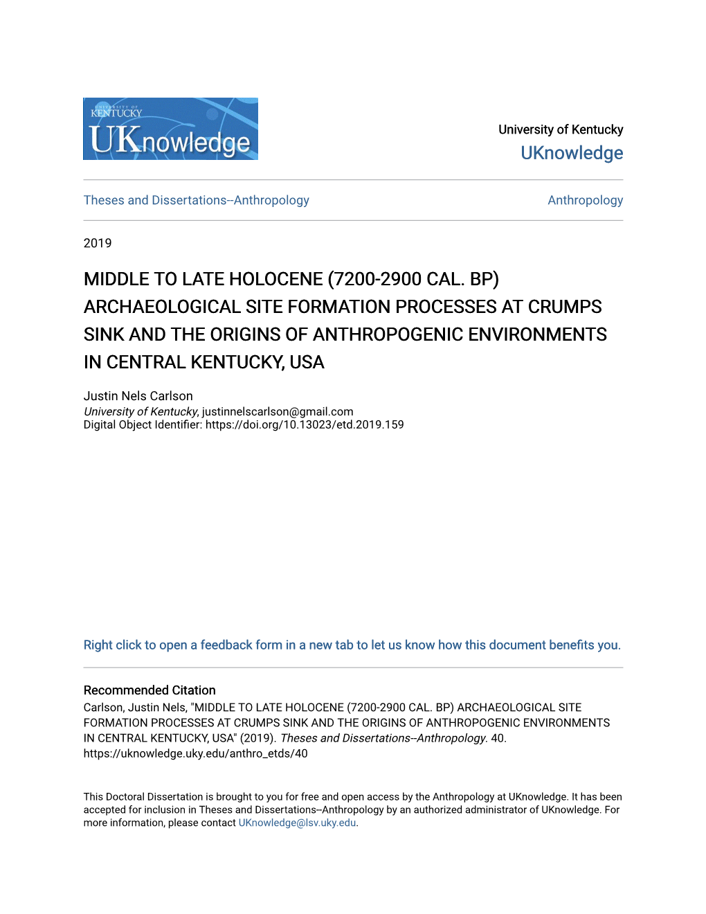 Middle to Late Holocene (7200-2900 Cal