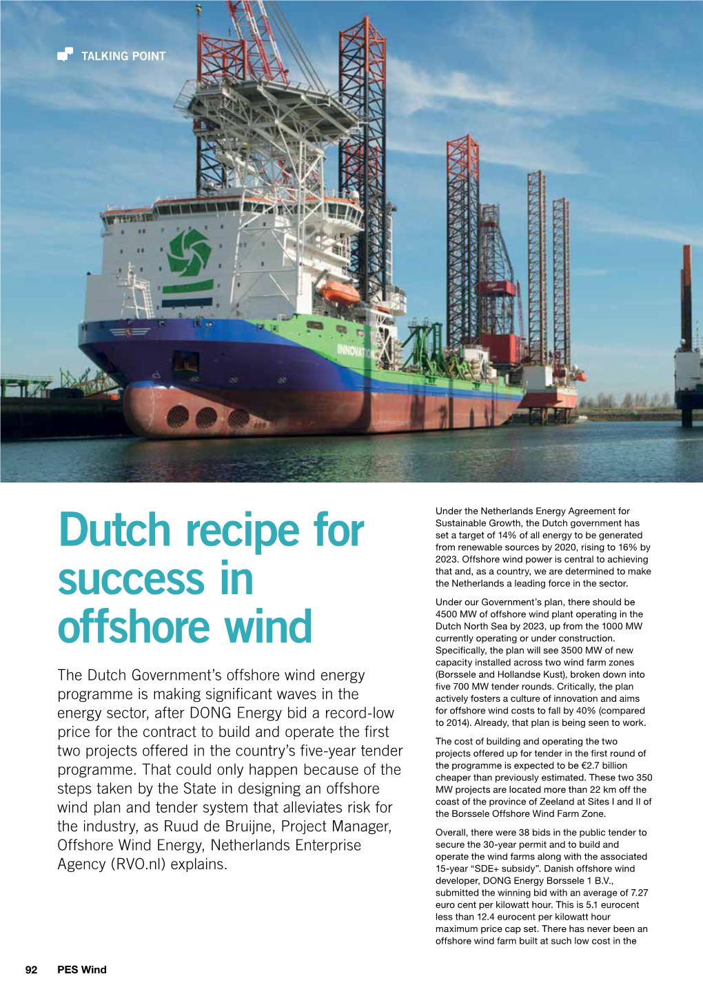 Dutch Recipe for Success in Offshore Wind