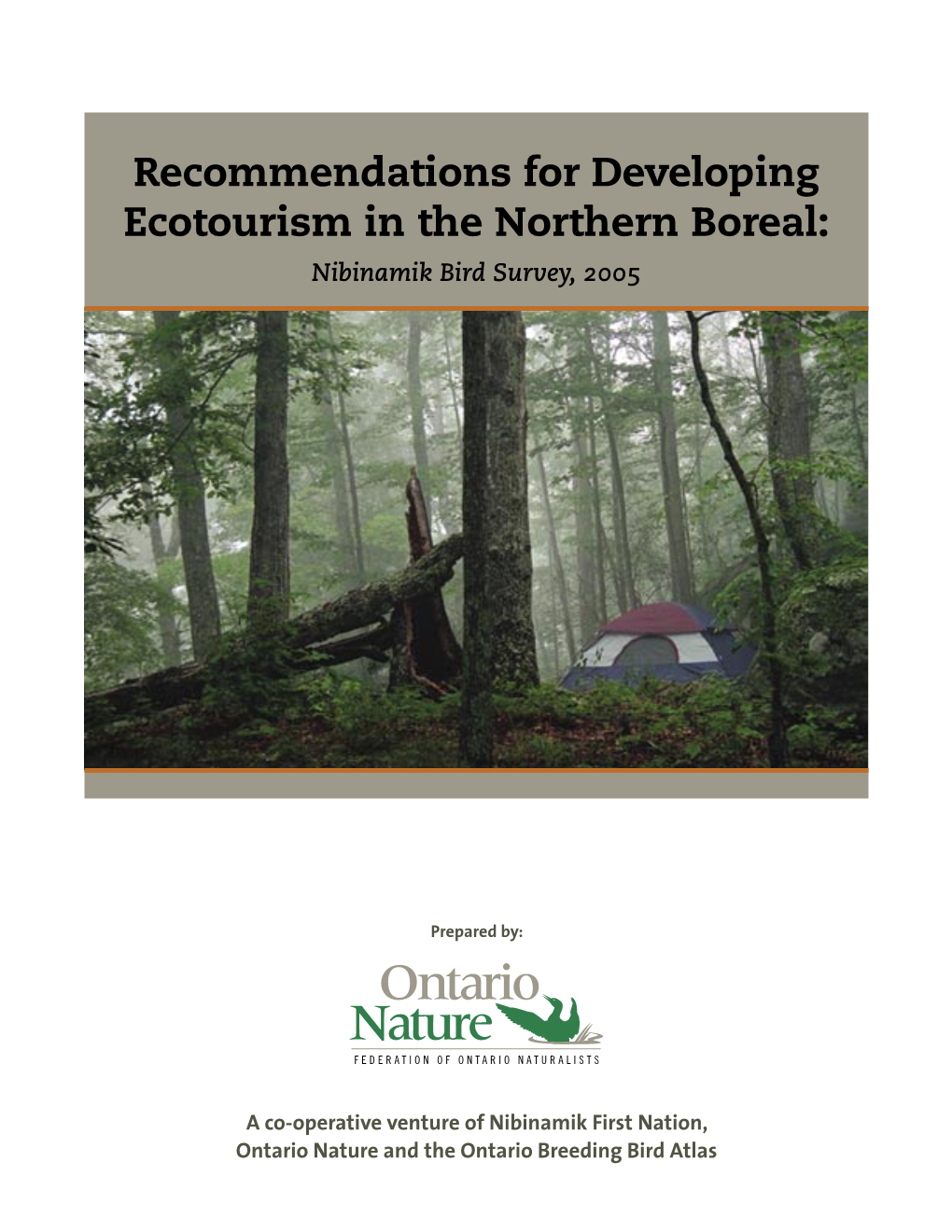 Recommendations for Developing Ecotourism in the Northern Boreal: Nibinamik Bird Survey, 2005