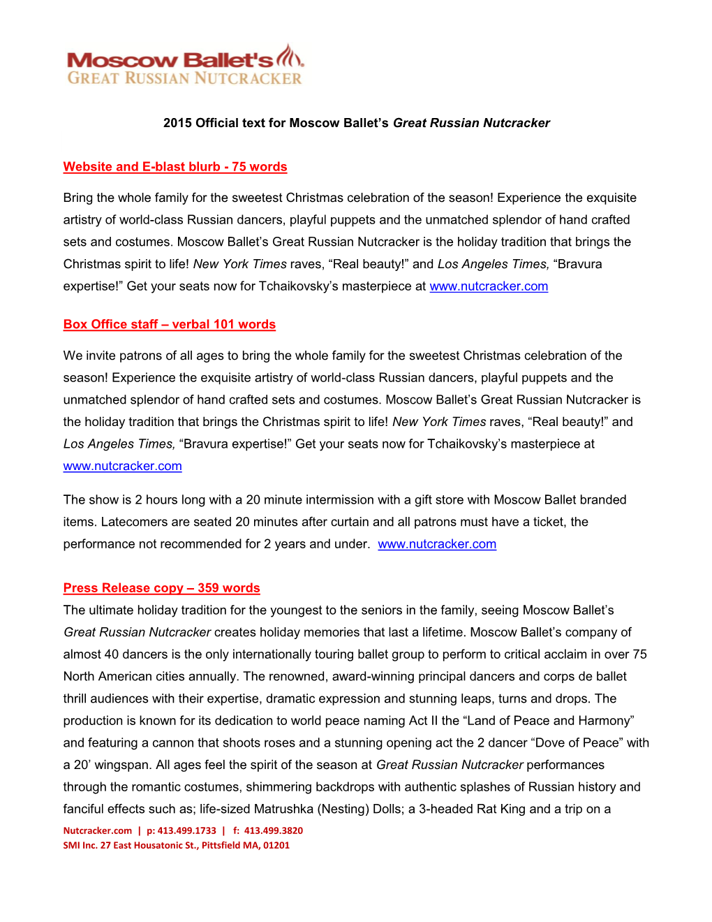 Moscow Ballet GRN Blurbs 2015.Pdf