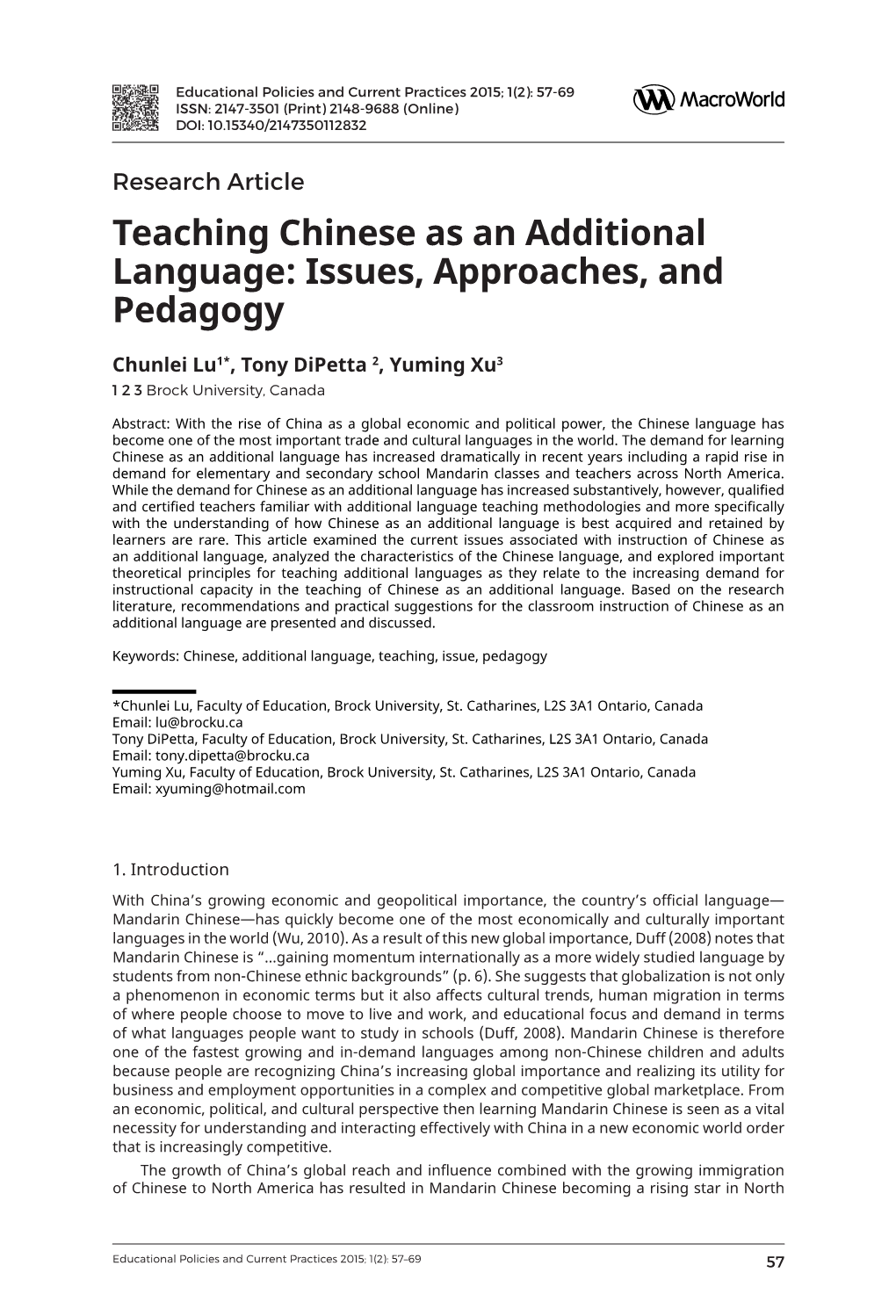 Teaching Chinese As an Additional Language: Issues, Approaches, and Pedagogy