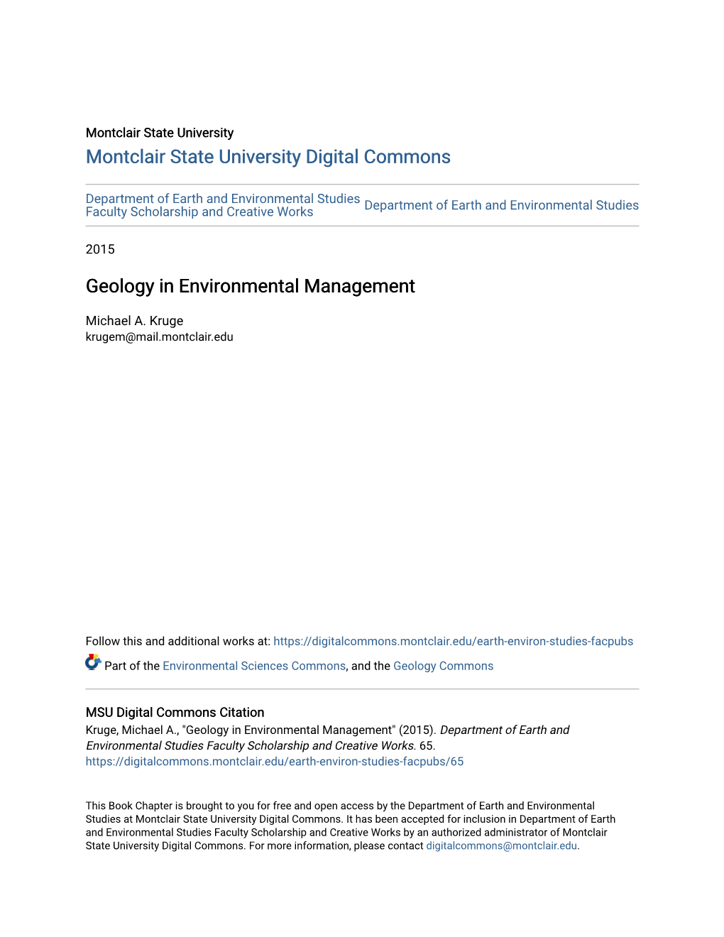 Geology in Environmental Management