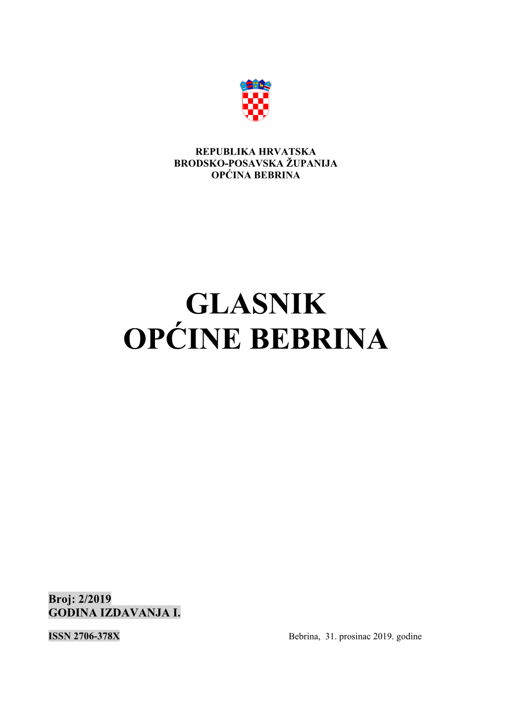 GLASNIK OPĆINE BEBRINA, Broj 2/2019