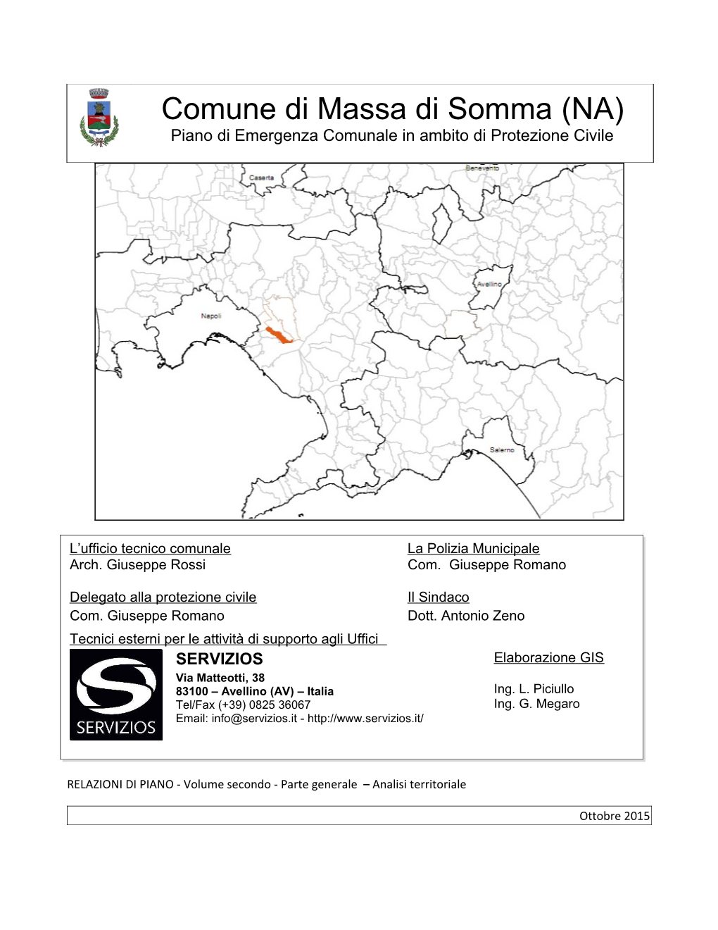 Comune Di Massa Di Somma (NA) Piano Di Emergenza Comunale in Ambito Di Protezione Civile