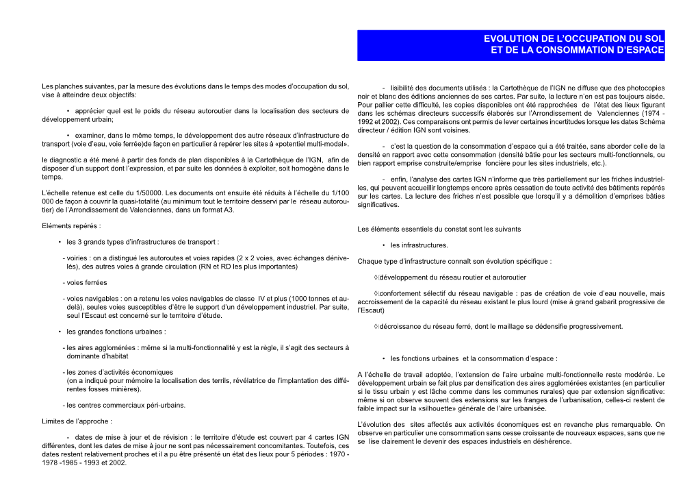 Evolution De L'occupation Du Sol Et De La Consommation D