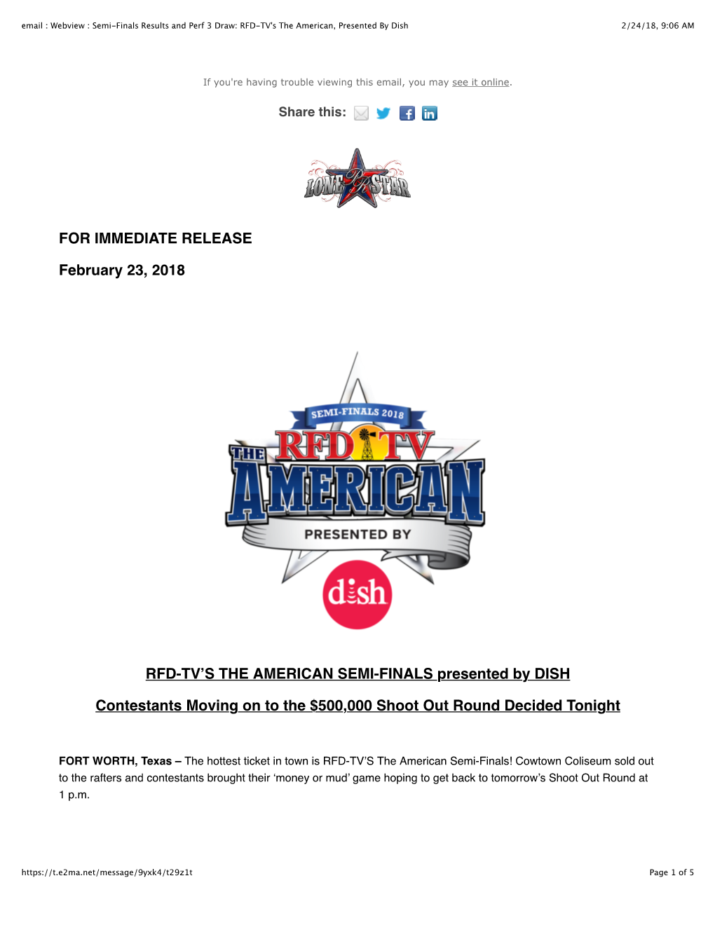 Email : Webview : Semi-Finals Results and Perf 3 Draw: RFD-TV's the American, Presented by Dish 2/24/18, 9:06 AM
